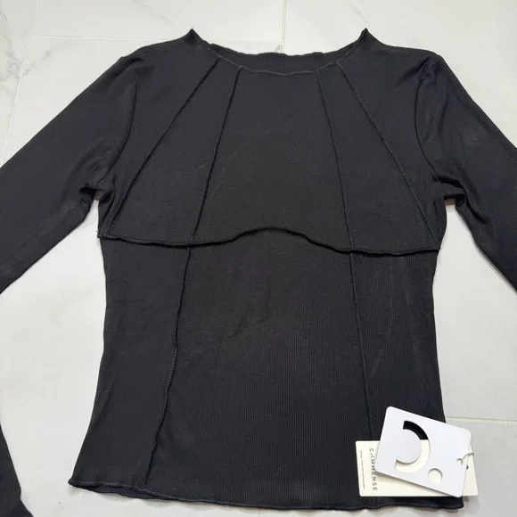 Black Long Sleeve Women's Top Sz M NWT - Picture 2 of 5